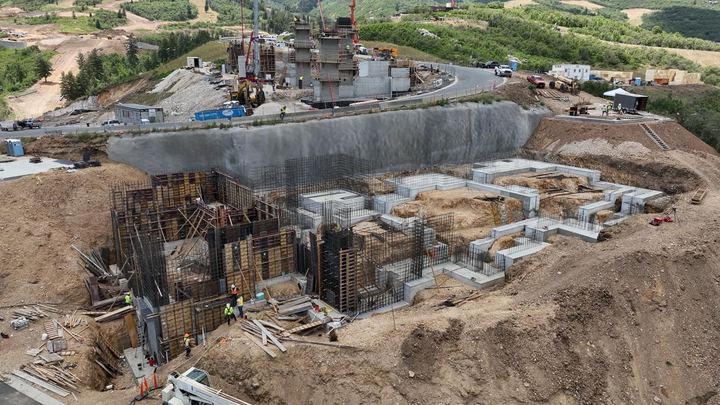Aerial construction progress at Marcella Landing, August 1, 2025