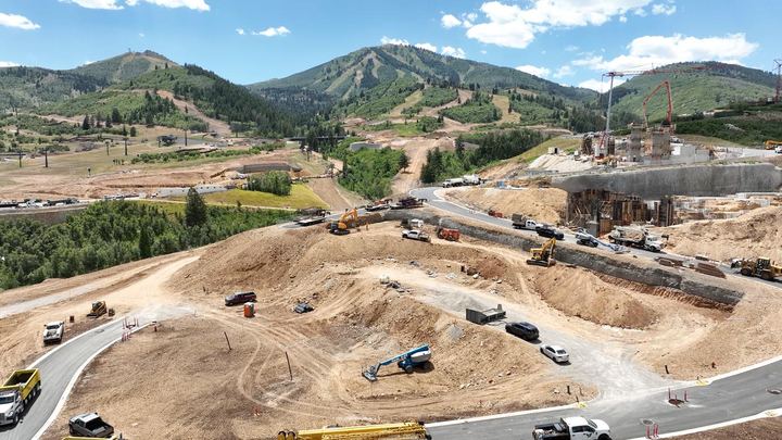 Aerial construction progress at Marcella Landing, August 1, 2025
