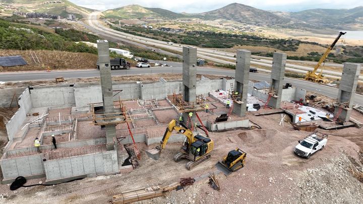 Aerial construction progress at Marcella Landing, September 1, 2025