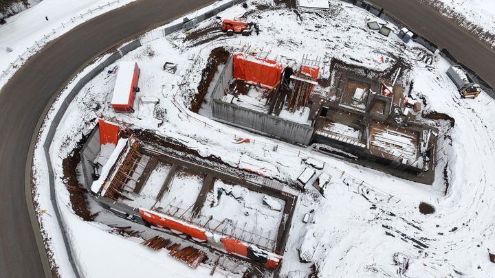 Marcella Lodge under construction in winter, Winter 2024 - 2025