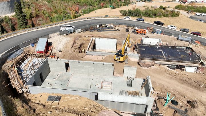 Aerial construction progress at Marcella Lodge, October 1, 2025